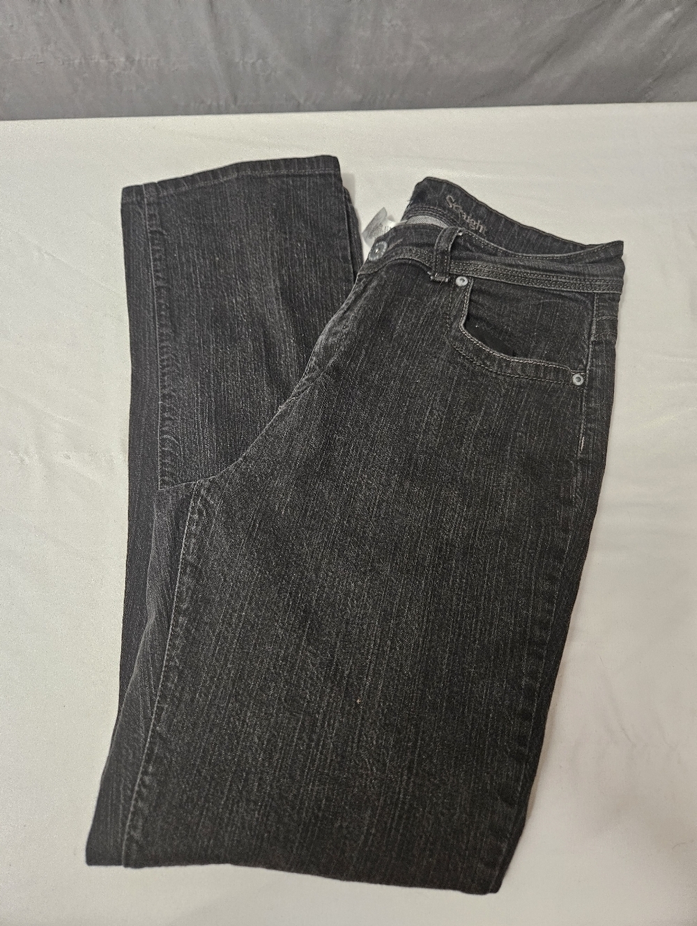 Vintage Jordache Black Rhinestone Studded Straight Leg Jeans Size 14!